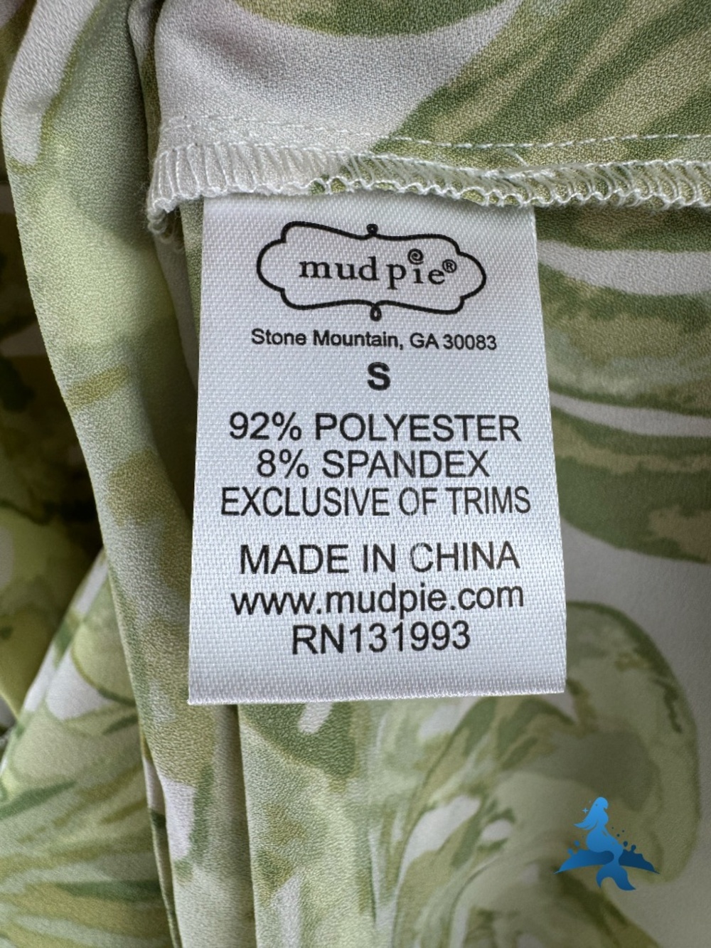 1309 Mud Pie Dress Sleeveless Ruffle Waist Tie Neck – S – Green White - Picture 14 of 16